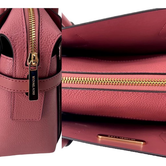 Michael Kors Mercer Belted MD Satchel Pink Blush Pebbled Leather Bag NWT - Picture 10 of 12